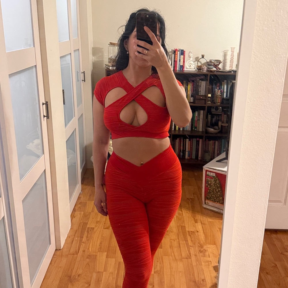 Red Cut-Out Matching Set